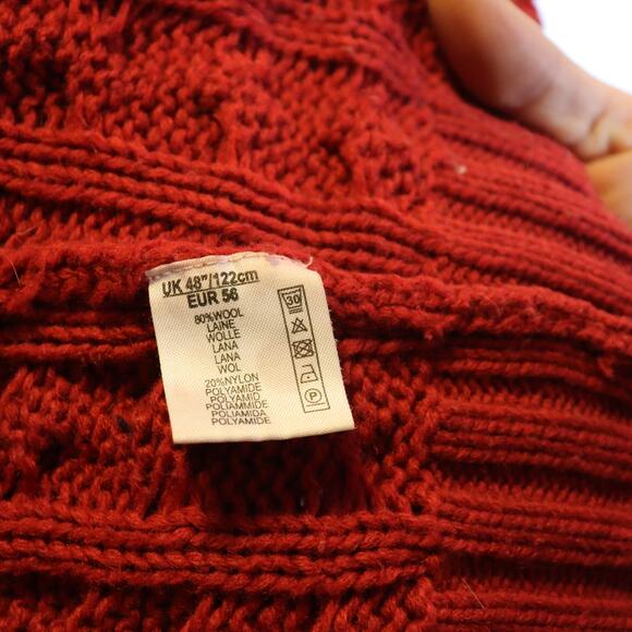 Alan Paine English Explorer Wool Cable Knit Sweater Red 58 - Picture 4 of 4
